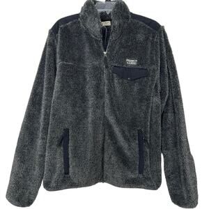 L.L.Bean Gray Hi-Pile Sherpa Fleece Full Zip Jacket Men’s Large Outdoor Hiking